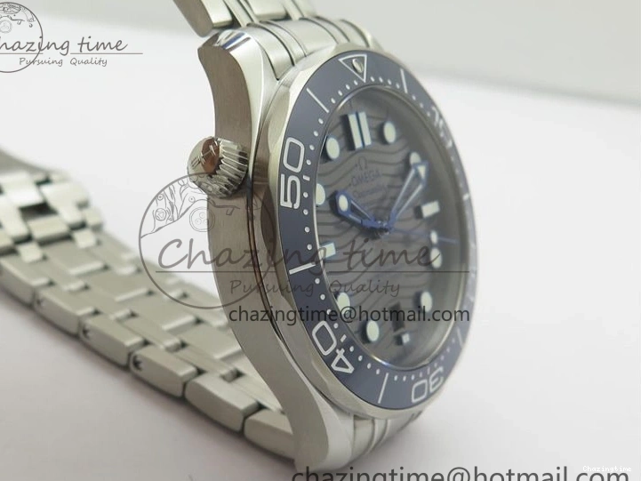 0401 Seamaster Diver 300M ORF 1:1 Best Edition Blue Ceramic Gray Dial on SS Bracelet A HighQuality 7867